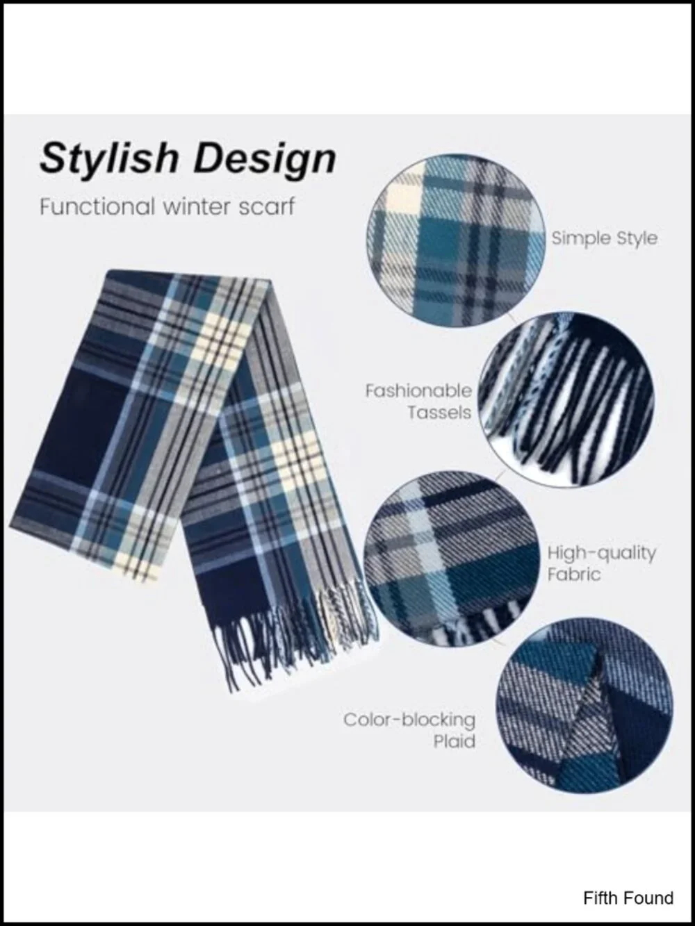 Oversized Plaid Winter Scarf Soft Warm Wrap Shawl 78.7x14.57